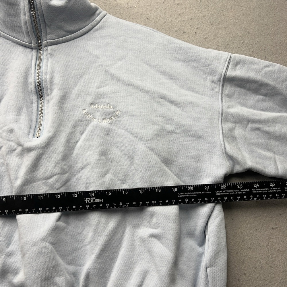 Adanola Quarter Zip Pullover Small Light Blue Oversized Sweatshirt - Picture 3 of 6